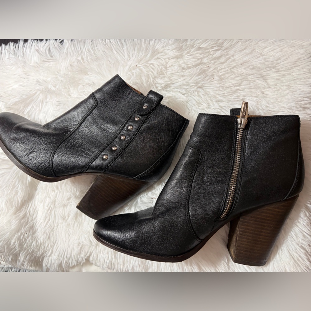 Coach Black Leather Ankle Booties with Stud Accents - Picture 5 of 9